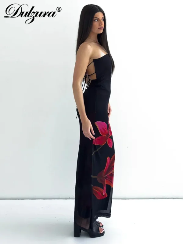 Floral prom dress, sleeveless backless bodycon for autumn/winter party - Image 4