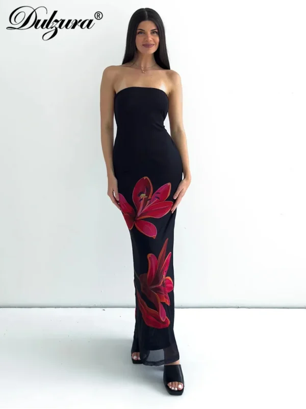 Floral prom dress, sleeveless backless bodycon for autumn/winter party - Image 3