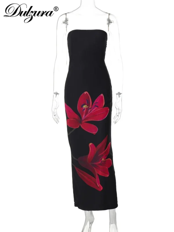 Floral prom dress, sleeveless backless bodycon for autumn/winter party - Image 6