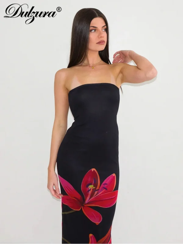 Floral prom dress, sleeveless backless bodycon for autumn/winter party - Image 2